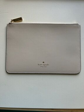 Kate Spade beige leather zip pouch NWOT